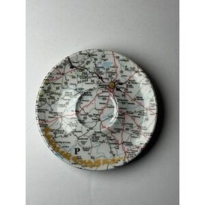 Mitterteich Bavaria Madrid Spain Map Saucer Vintage German Porcelain Plate